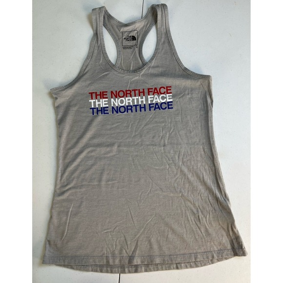 The North Face Womens SLIM FIT‎ Americana Tank Grey Red White Blue Size Medium - Picture 1 of 12